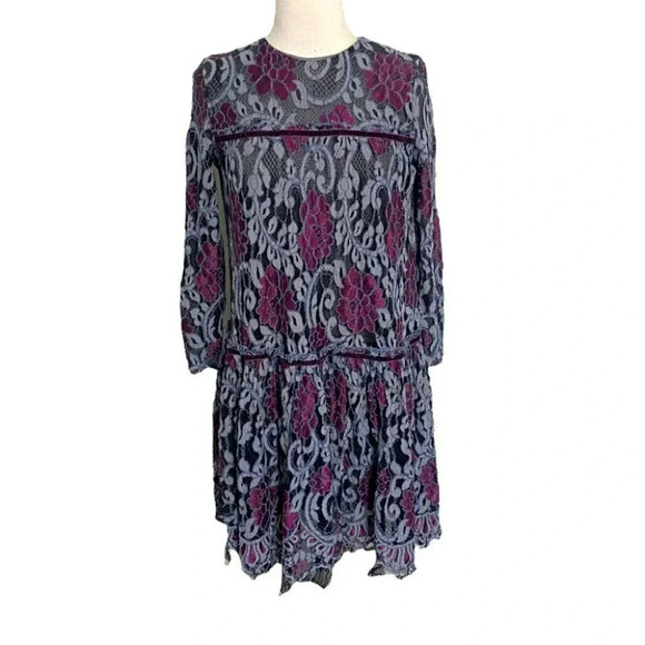 Melange Girl 14 gray + purple lace long sleeve dress with velvet strips‎ - Picture 5 of 8
